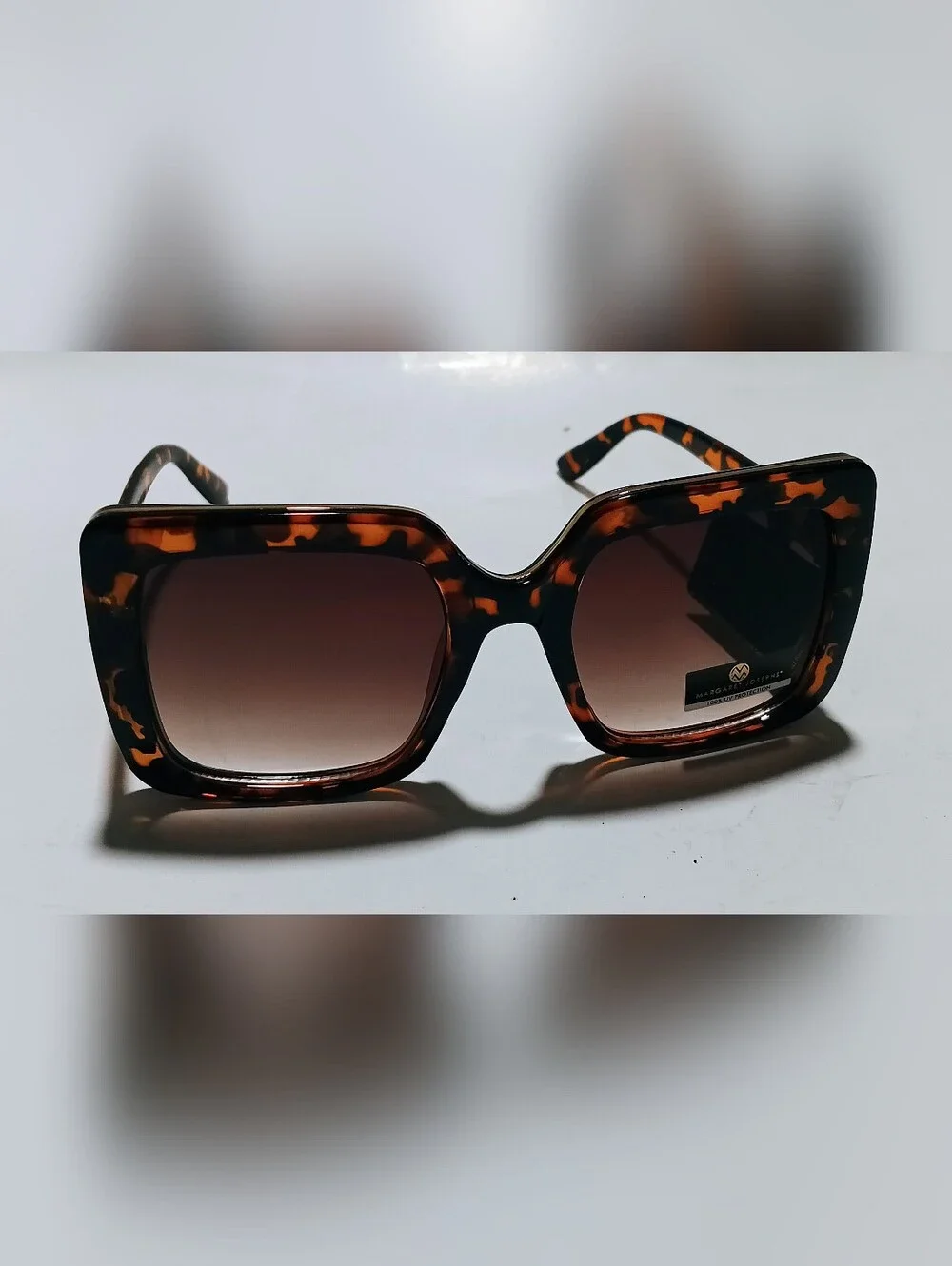New Margaret Josephs Women's Oversized Square Tortoise Shell Sunglasses Brown.